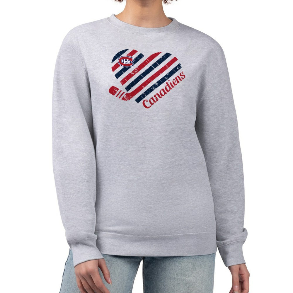 Montreal Canadiens G-III 4Her by Carl Banks Women's Heart Graphic Pullover Sweatshirt - Heather Gray Sweatshirts