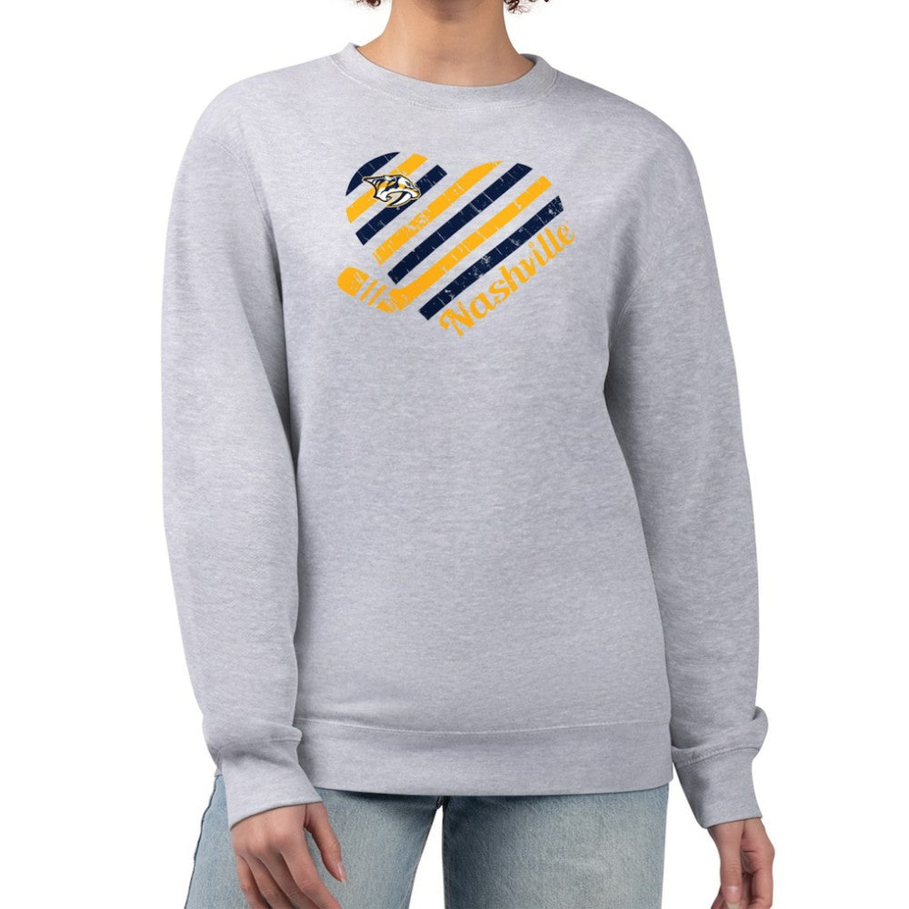 Nashville Predators G-III 4Her by Carl Banks Women's Heart Graphic Pullover Sweatshirt - Heather Gray Sweatshirts