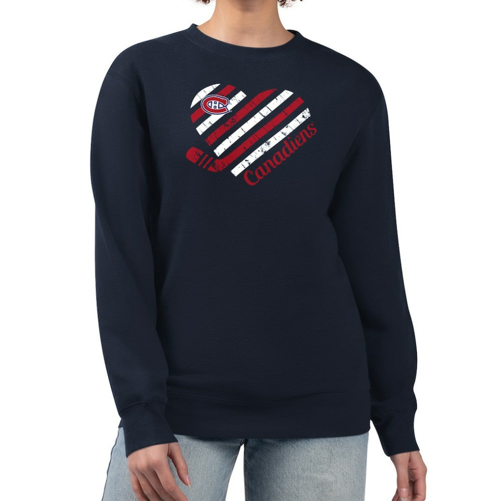 Montreal Canadiens G-III 4Her by Carl Banks Women's Heart Graphic Pullover Sweatshirt - Navy Sweatshirts
