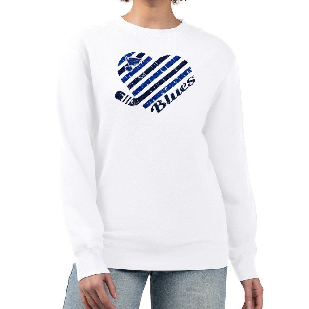 St. Louis Blues G-III 4Her by Carl Banks Women's Heart Graphic Pullover Sweatshirt - White Sweatshirts