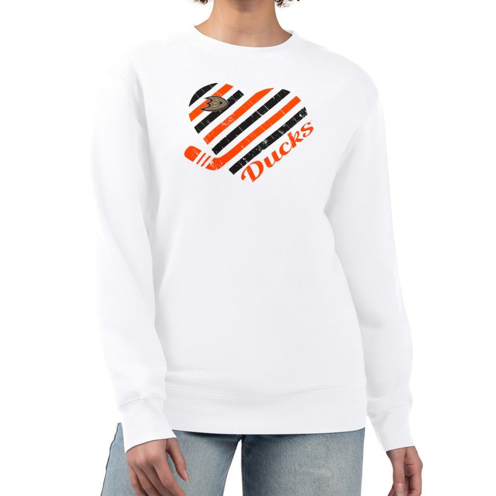Anaheim Ducks G-III 4Her by Carl Banks Women's Heart Graphic Pullover Sweatshirt - White Sweatshirts