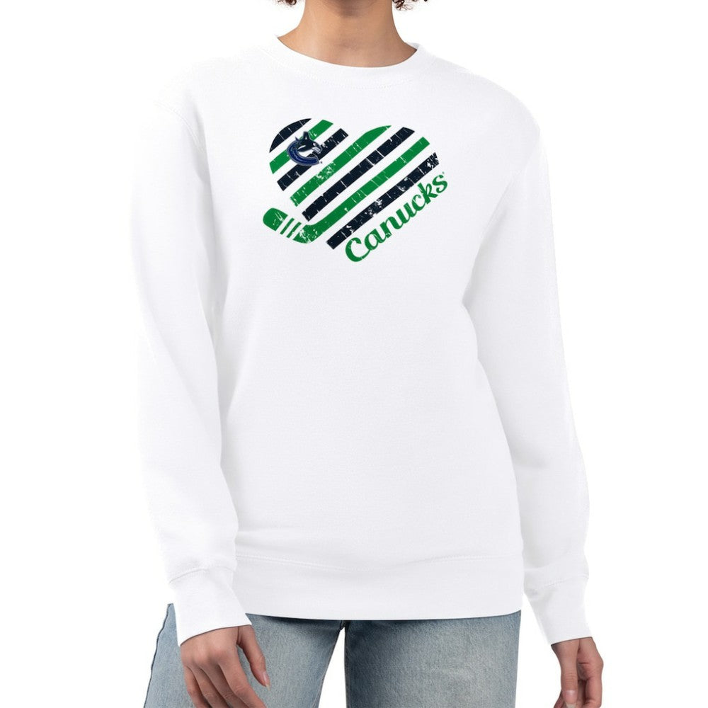 Vancouver Canucks G-III 4Her by Carl Banks Women's Heart Graphic Pullover Sweatshirt - White Sweatshirts