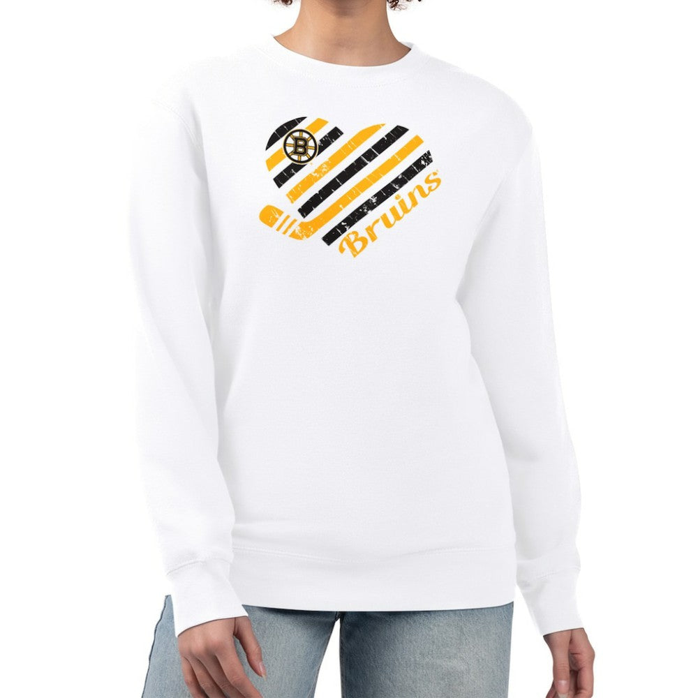 Boston Bruins G-III 4Her by Carl Banks Women's Heart Graphic Pullover Sweatshirt - White Sweatshirts