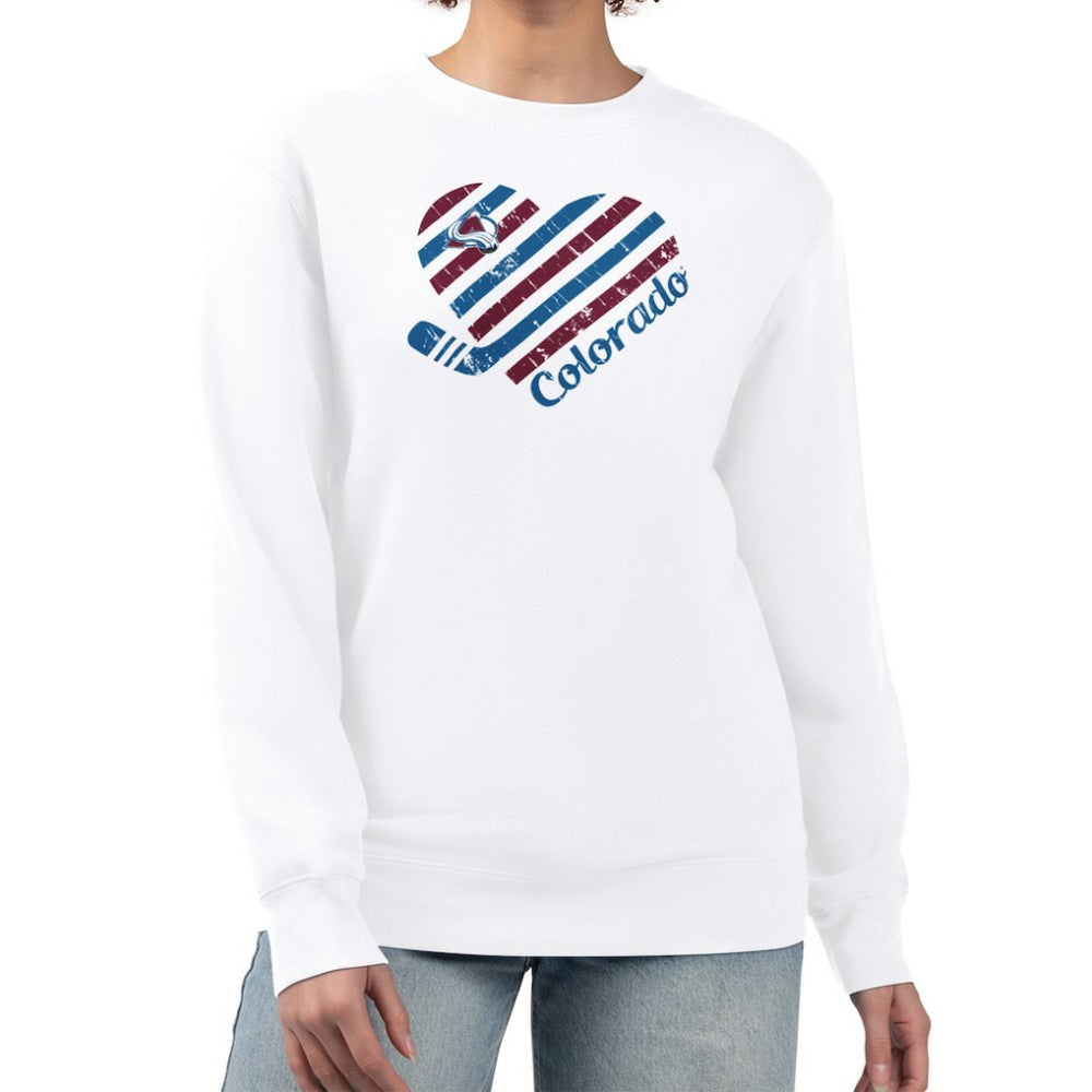 Colorado Avalanche G-III 4Her by Carl Banks Women's Heart Graphic Pullover Sweatshirt - White Sweatshirts