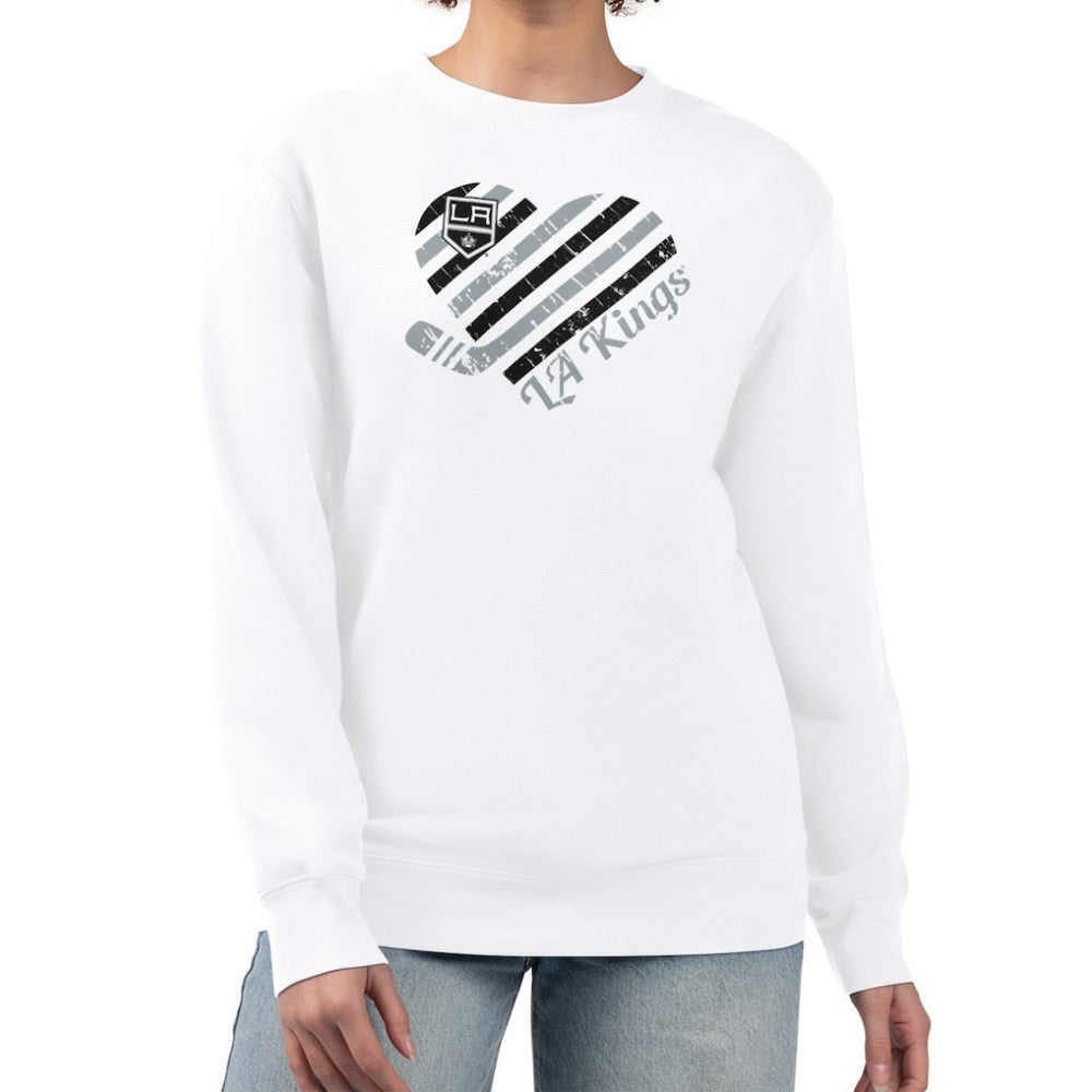 Los Angeles Kings G-III 4Her by Carl Banks Women's Heart Graphic Pullover Sweatshirt - White Sweatshirts