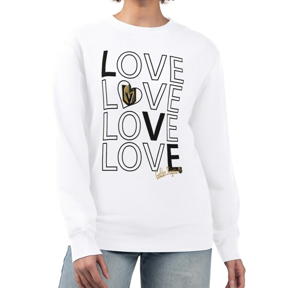 Vegas Golden Knights G-III 4Her by Carl Banks Women's Lots Of Love Team Logo Graphic Pullover Sweatshirt - White Sweatshirts