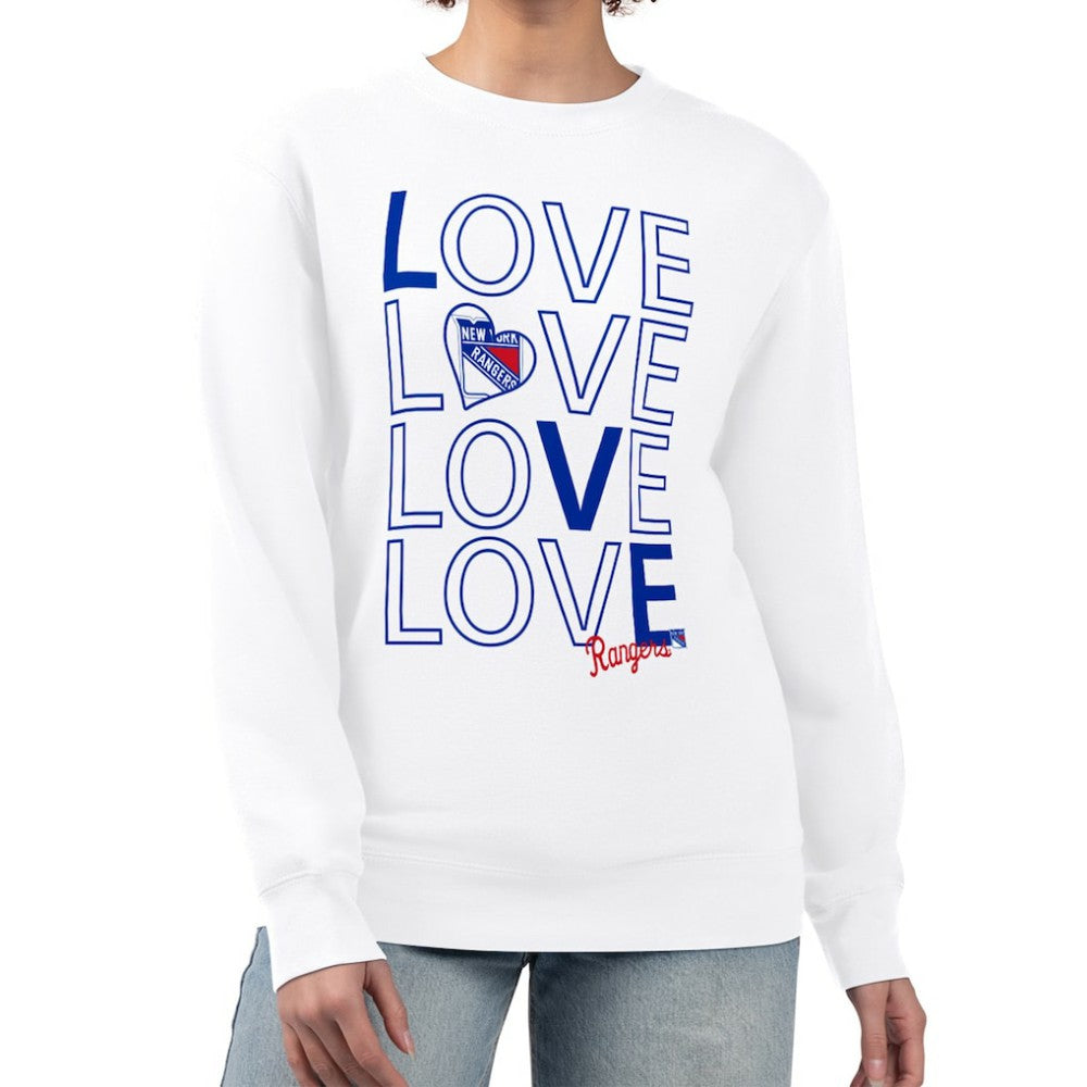 New York Rangers G-III 4Her by Carl Banks Women's Lots Of Love Team Logo Graphic Pullover Sweatshirt - White Sweatshirts