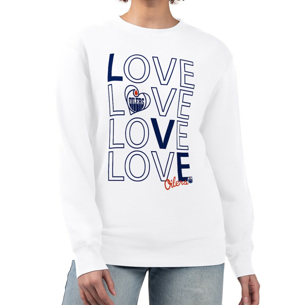 Edmonton Oilers G-III 4Her by Carl Banks Women's Lots Of Love Team Logo Graphic Pullover Sweatshirt - White Sweatshirts