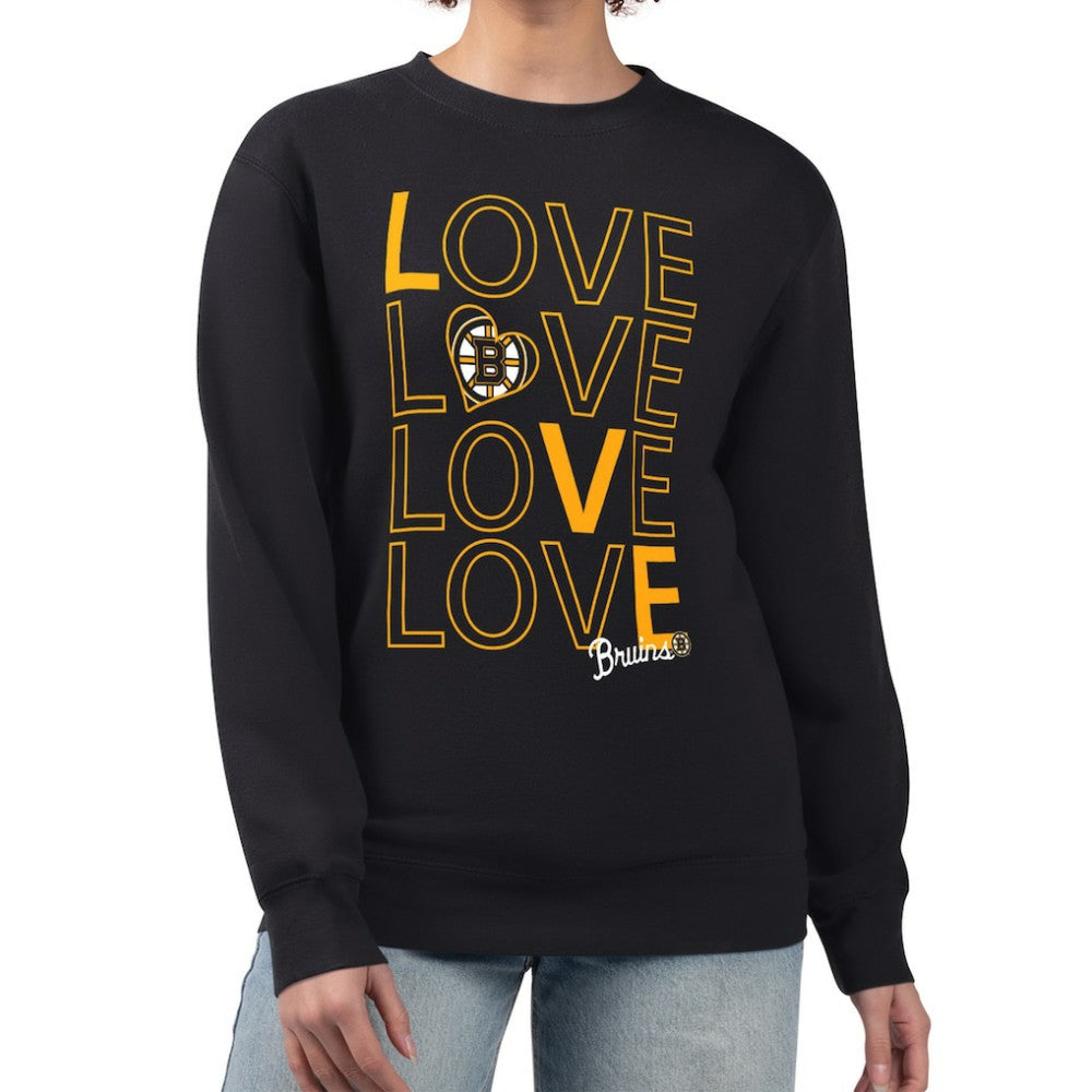 Boston Bruins G-III 4Her by Carl Banks Women's Lots Of Love Team Logo Graphic Pullover Sweatshirt - Black Sweatshirts