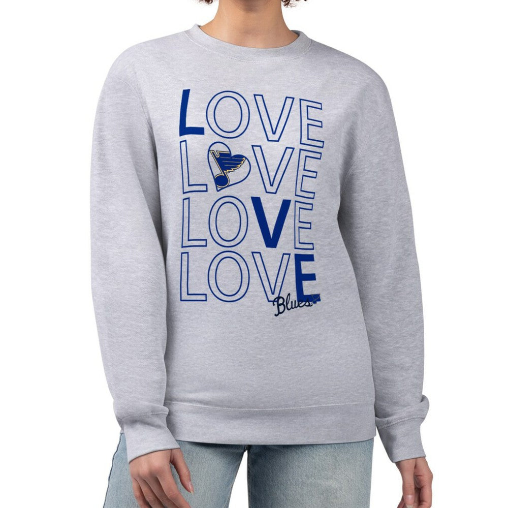 St. Louis Blues G-III 4Her by Carl Banks Women's Lots Of Love Team Logo Graphic Pullover Sweatshirt - Heather Gray Sweatshirts