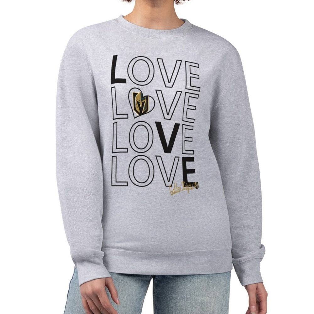Vegas Golden Knights G-III 4Her by Carl Banks Women's Lots Of Love Team Logo Graphic Pullover Sweatshirt - Heather Gray Sweatshirts