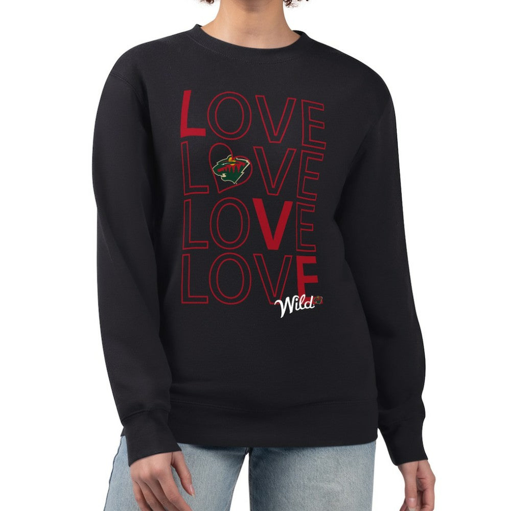 Minnesota Wild G-III 4Her by Carl Banks Women's Lots Of Love Team Logo Graphic Pullover Sweatshirt - Black Sweatshirts