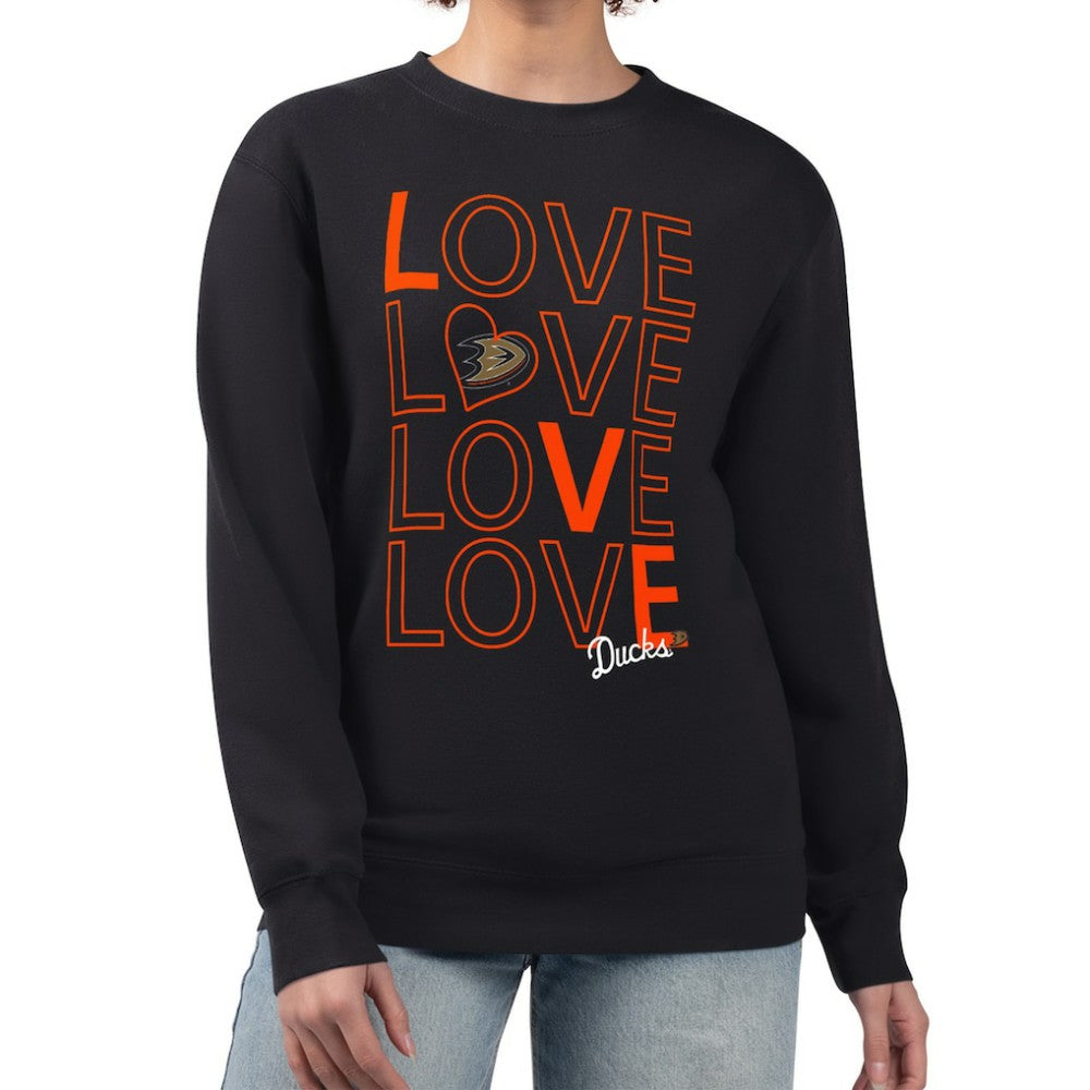 Anaheim Ducks G-III 4Her by Carl Banks Women's Lots Of Love Team Logo Graphic Pullover Sweatshirt - Black Sweatshirts