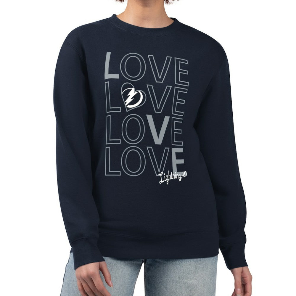 Tampa Bay Lightning G-III 4Her by Carl Banks Women's Lots Of Love Team Logo Graphic Pullover Sweatshirt - Navy Sweatshirts