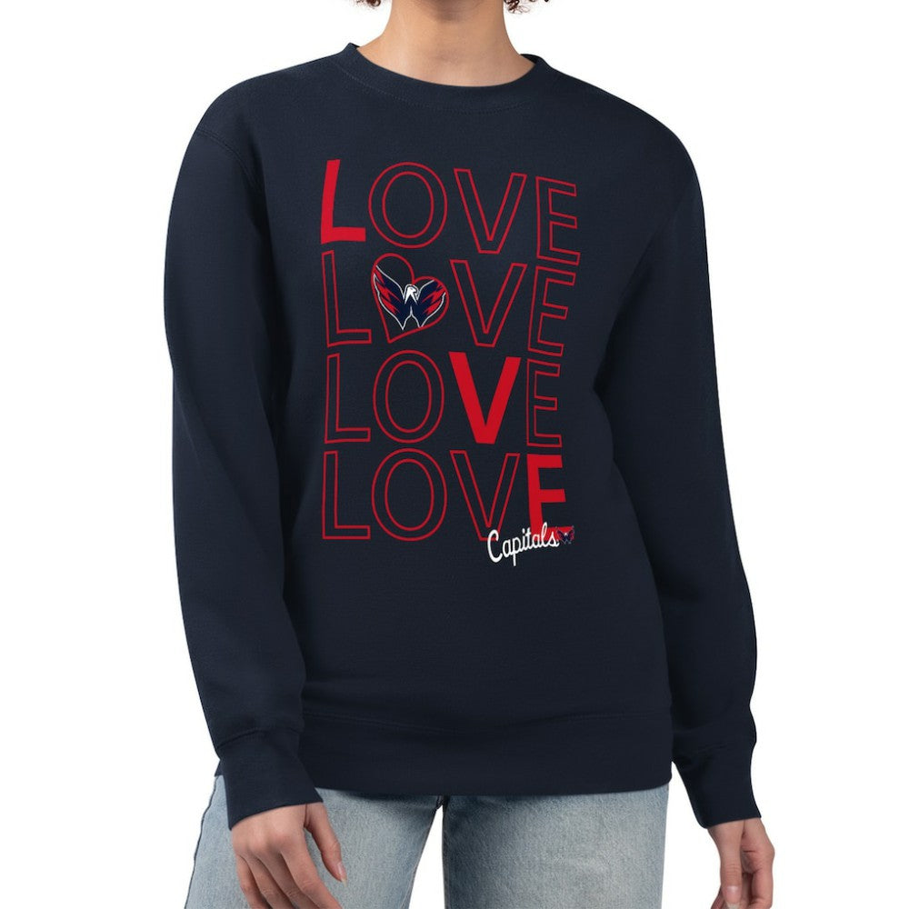 Washington Capitals G-III 4Her by Carl Banks Women's Lots Of Love Team Logo Graphic Pullover Sweatshirt - Navy Sweatshirts