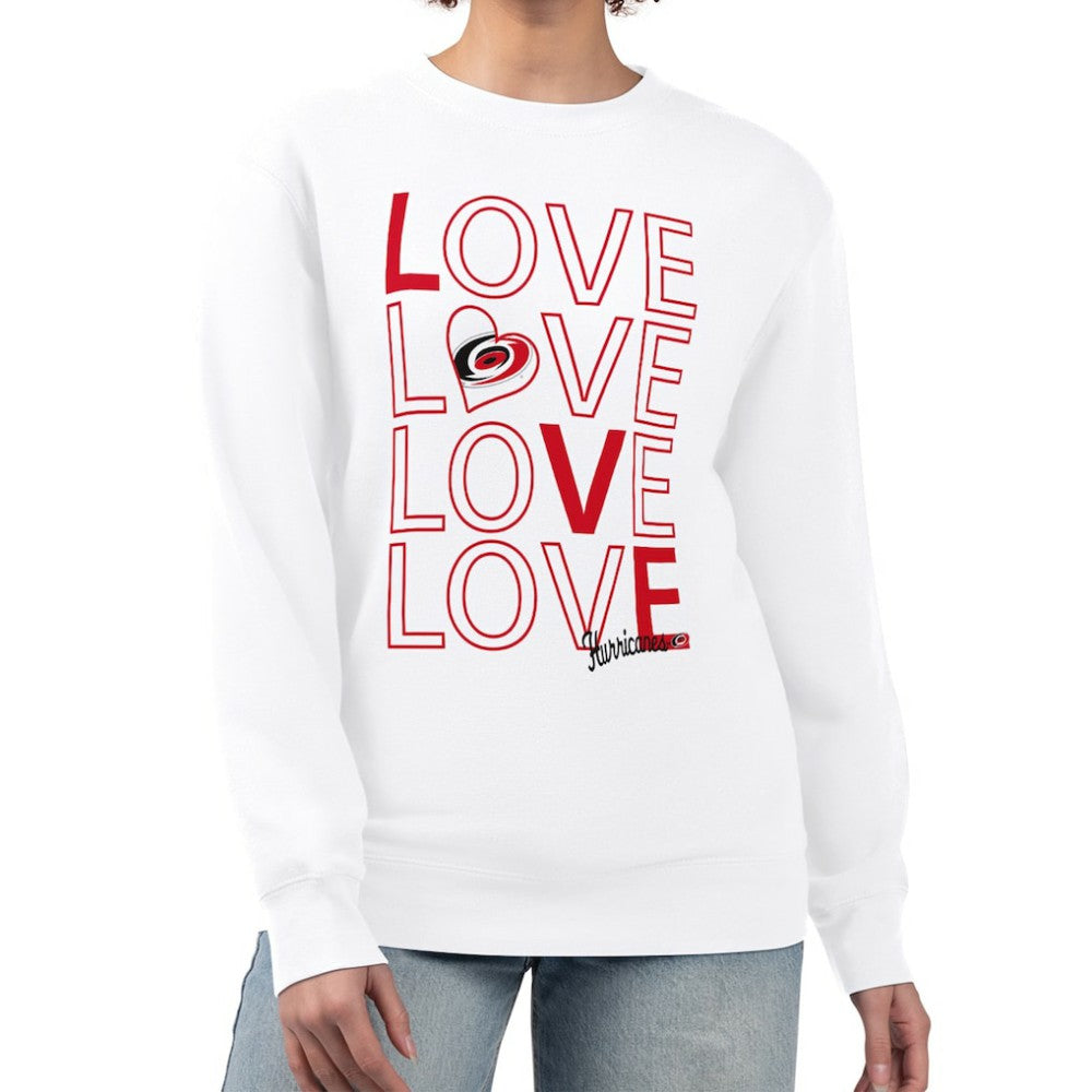 Carolina Hurricanes G-III 4Her by Carl Banks Women's Lots Of Love Team Logo Graphic Pullover Sweatshirt - White Sweatshirts