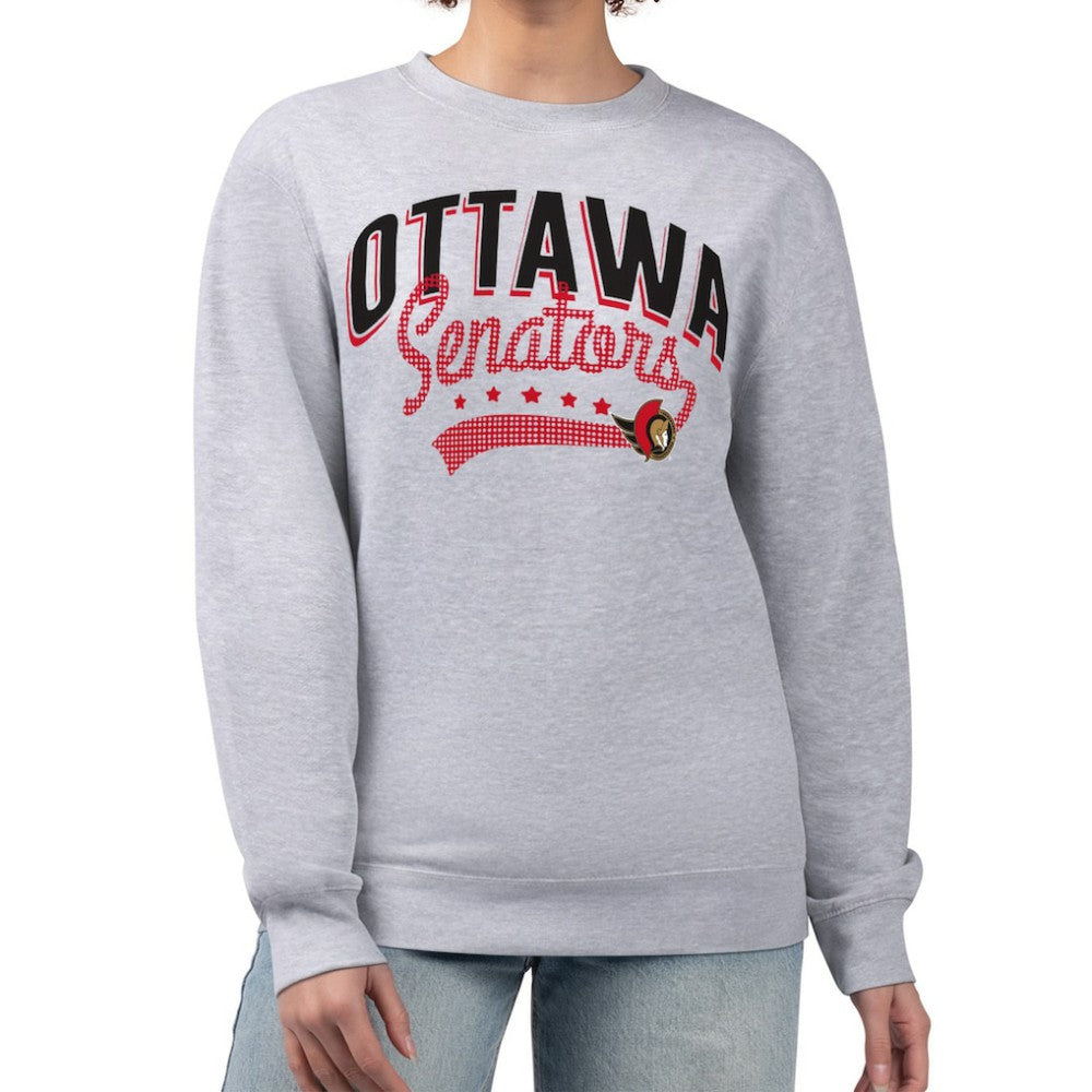 Ottawa Senators G-III 4Her by Carl Banks Women's Filigree Team Graphic Fleece Pullover Sweatshirt - Heather Gray Sweatshirts