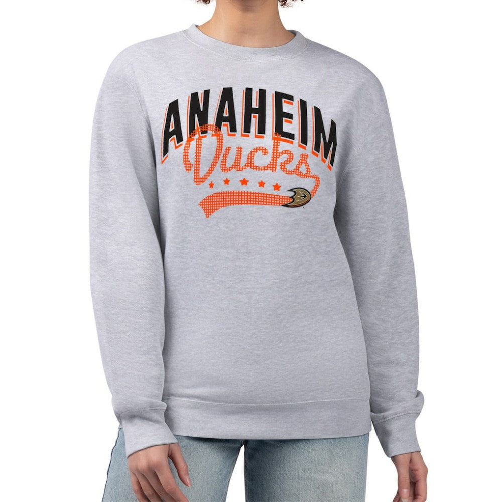 Anaheim Ducks G-III 4Her by Carl Banks Women's Filigree Team Graphic Fleece Pullover Sweatshirt - Heather Gray Sweatshirts