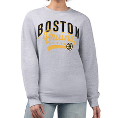 Boston Bruins G-III 4Her by Carl Banks Women's Filigree Team Graphic Fleece Pullover Sweatshirt - Heather Gray Sweatshirts