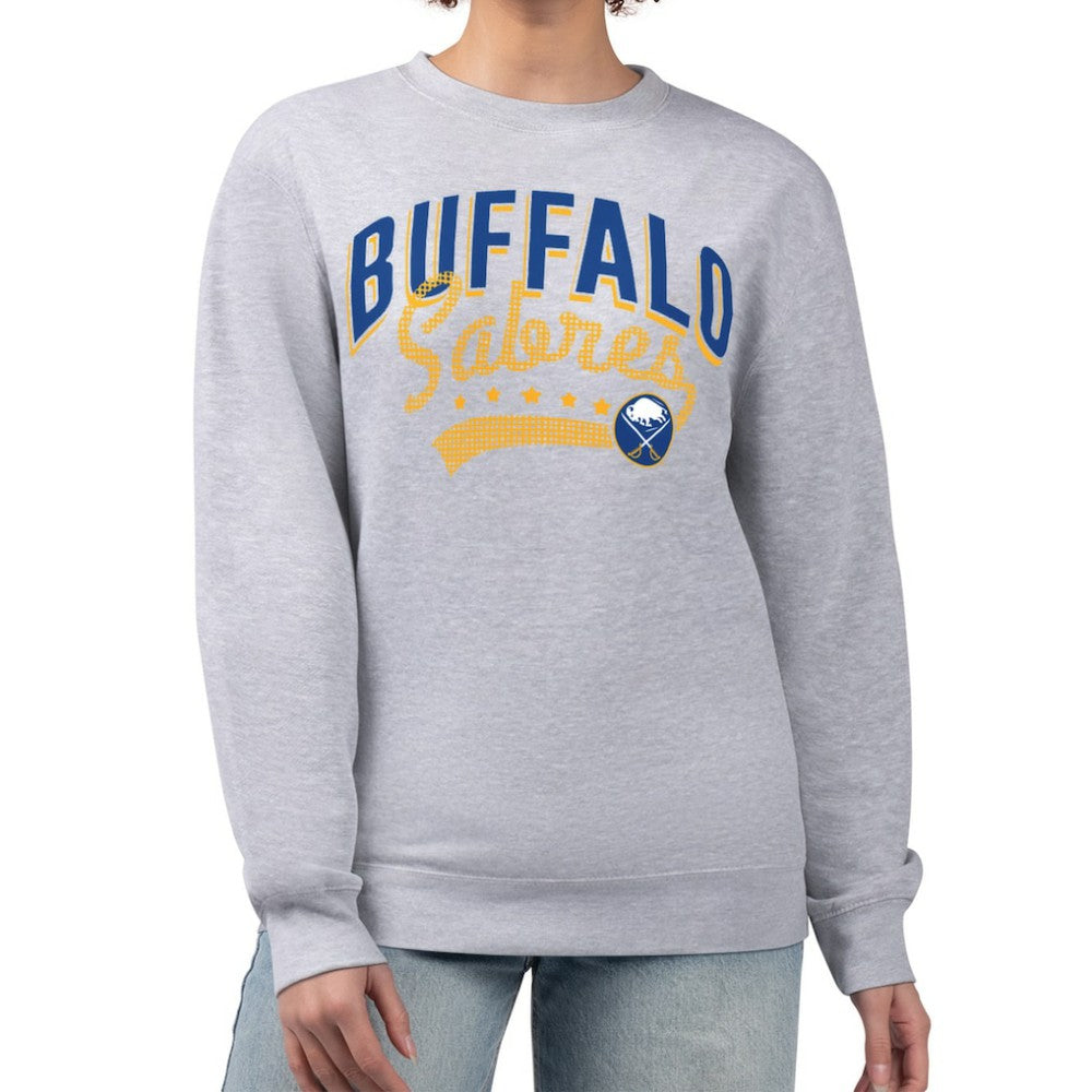 Buffalo Sabres G-III 4Her by Carl Banks Women's Filigree Team Graphic Fleece Pullover Sweatshirt - Heather Gray Sweatshirts
