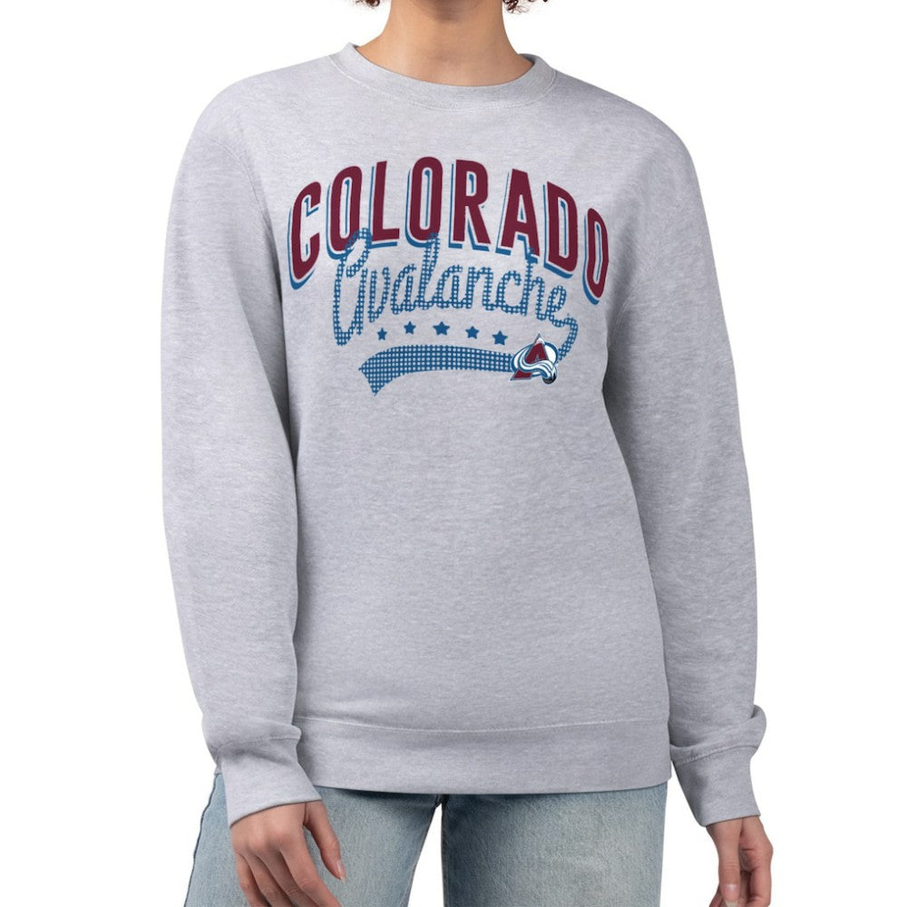 Colorado Avalanche G-III 4Her by Carl Banks Women's Filigree Team Graphic Fleece Pullover Sweatshirt - Heather Gray Sweatshirts