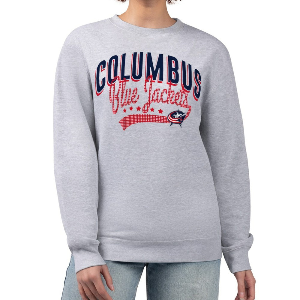 Columbus Blue Jackets G-III 4Her by Carl Banks Women's Filigree Team Graphic Fleece Pullover Sweatshirt - Heather Gray Sweatshirts