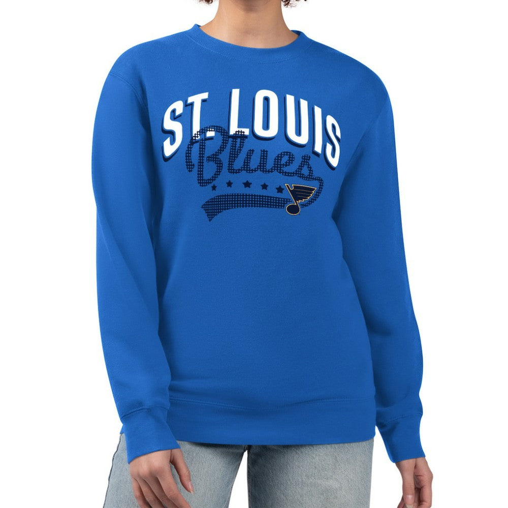St. Louis Blues G-III 4Her by Carl Banks Women's Filigree Team Graphic Fleece Pullover Sweatshirt - Blue Sweatshirts
