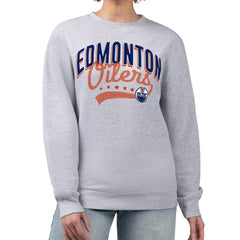 Edmonton Oilers G-III 4Her by Carl Banks Women's Filigree Team Graphic Fleece Pullover Sweatshirt - Heather Gray Sweatshirts