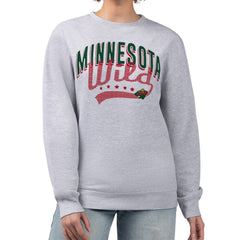 Minnesota Wild G-III 4Her by Carl Banks Women's Filigree Team Graphic Fleece Pullover Sweatshirt - Heather Gray Sweatshirts