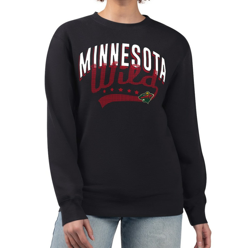 Minnesota Wild G-III 4Her by Carl Banks Women's Filigree Team Graphic Fleece Pullover Sweatshirt - Black Sweatshirts