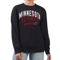Minnesota Wild G-III 4Her by Carl Banks Women's Filigree Team Graphic Fleece Pullover Sweatshirt - Black Sweatshirts