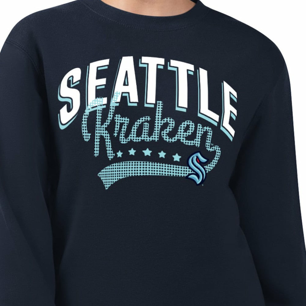 Seattle Kraken G-III 4Her by Carl Banks Women's Filigree Team Graphic Fleece Pullover Sweatshirt - Deep Sea Blue Sweatshirts