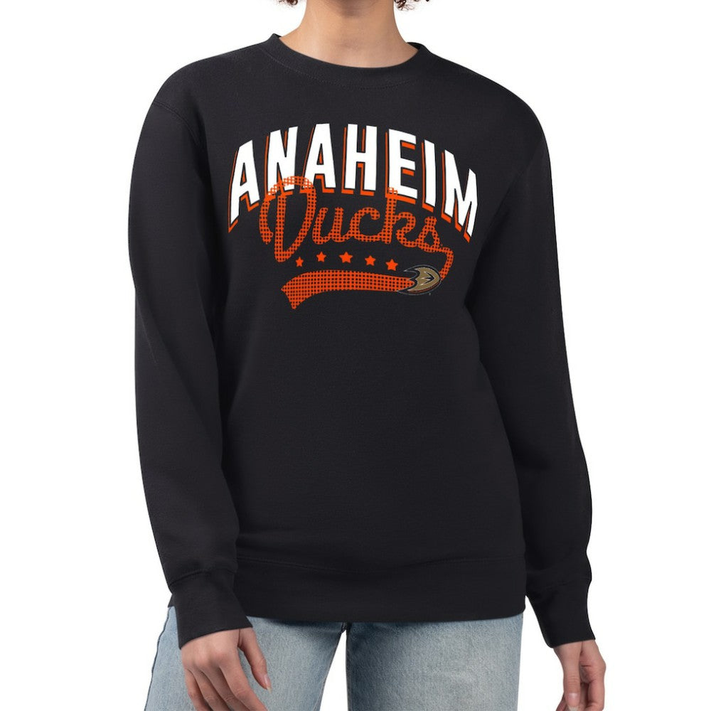 Anaheim Ducks G-III 4Her by Carl Banks Women's Filigree Team Graphic Fleece Pullover Sweatshirt - Black Sweatshirts