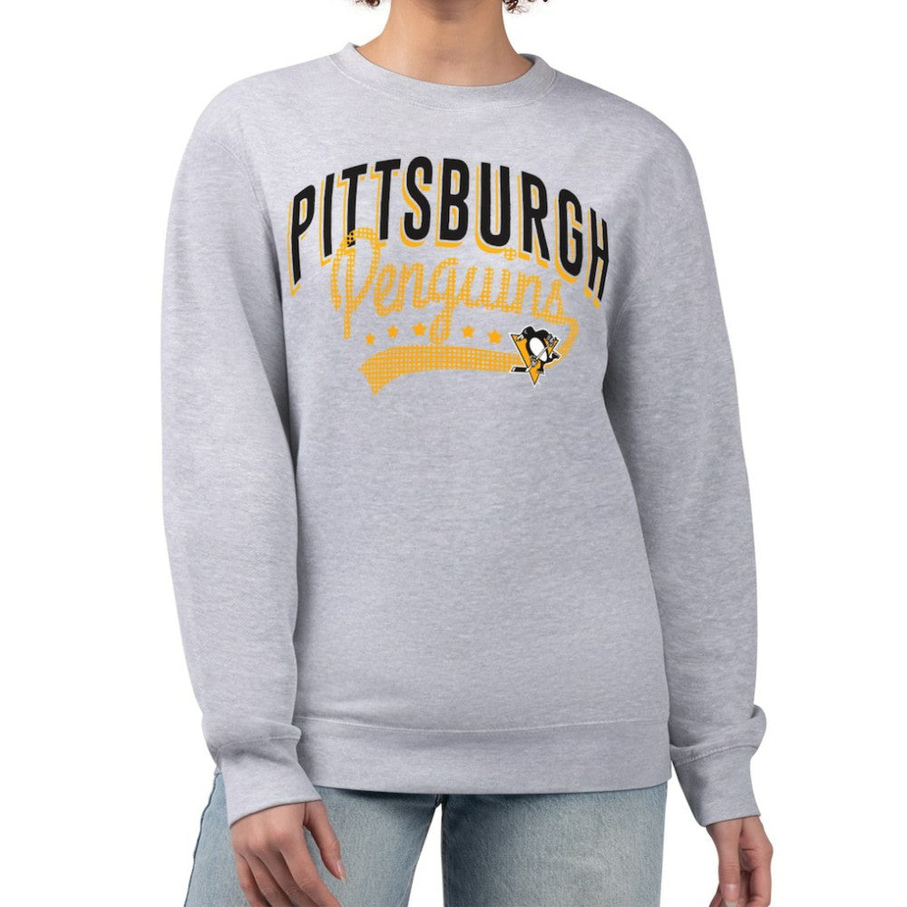 Pittsburgh Penguins G-III 4Her by Carl Banks Women's Filigree Team Graphic Fleece Pullover Sweatshirt - Heather Gray Sweatshirts