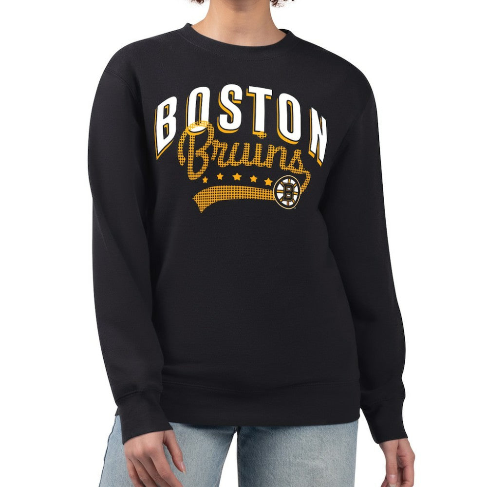 Boston Bruins G-III 4Her by Carl Banks Women's Filigree Team Graphic Fleece Pullover Sweatshirt - Black Sweatshirts