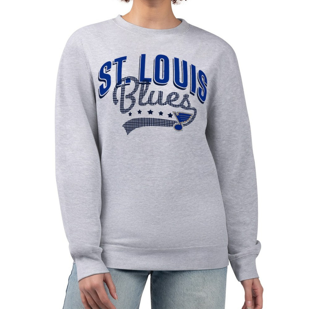 St. Louis Blues G-III 4Her by Carl Banks Women's Filigree Team Graphic Fleece Pullover Sweatshirt - Heather Gray Sweatshirts