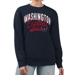 Washington Capitals G-III 4Her by Carl Banks Women's Filigree Team Graphic Fleece Pullover Sweatshirt - Navy Sweatshirts