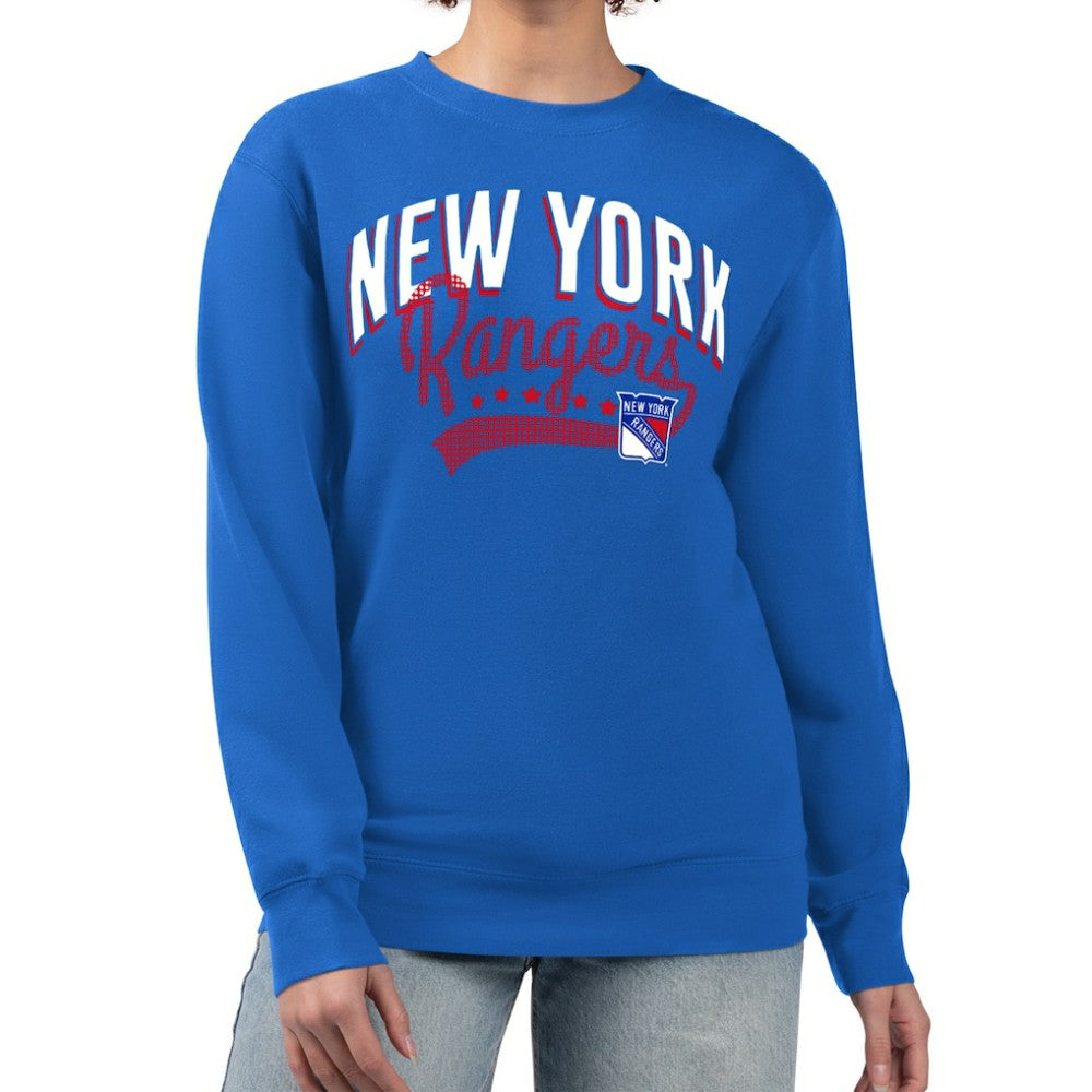 New York Rangers G-III 4Her by Carl Banks Women's Filigree Team Graphic Fleece Pullover Sweatshirt - Blue Sweatshirts