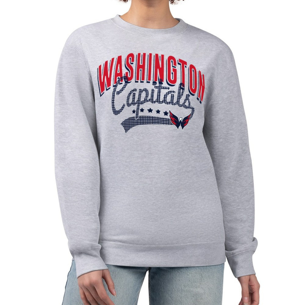 Washington Capitals G-III 4Her by Carl Banks Women's Filigree Team Graphic Fleece Pullover Sweatshirt - Heather Gray Sweatshirts