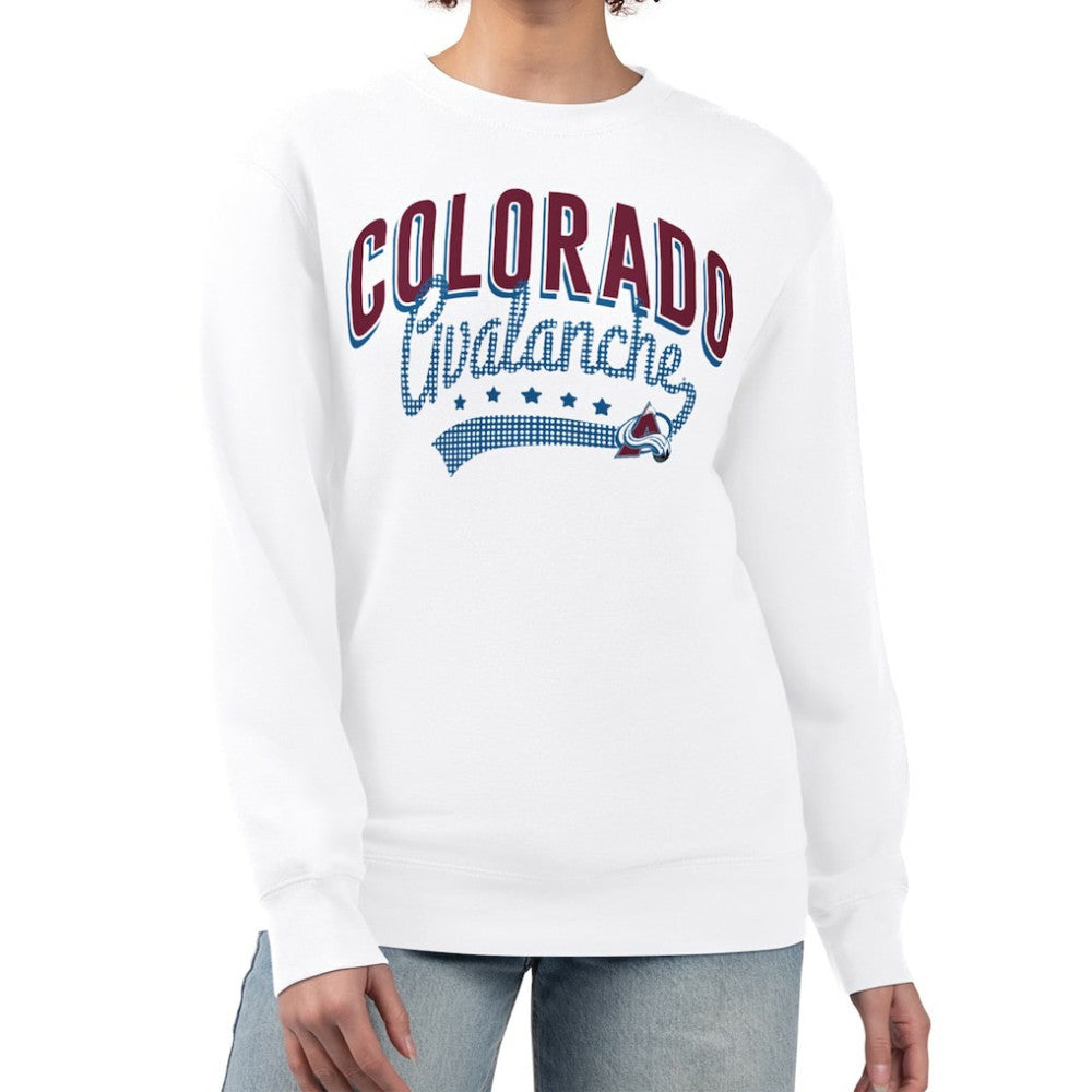 Colorado Avalanche G-III 4Her by Carl Banks Women's Filigree Team Graphic Fleece Pullover Sweatshirt - White Sweatshirts