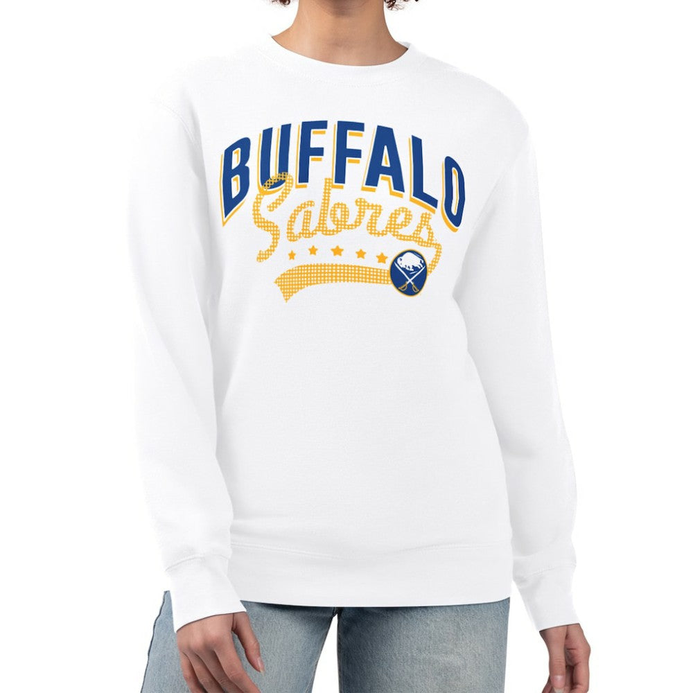 Buffalo Sabres G-III 4Her by Carl Banks Women's Filigree Team Graphic Fleece Pullover Sweatshirt - White Sweatshirts