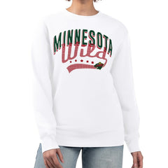 Minnesota Wild G-III 4Her by Carl Banks Women's Filigree Team Graphic Fleece Pullover Sweatshirt - White Sweatshirts