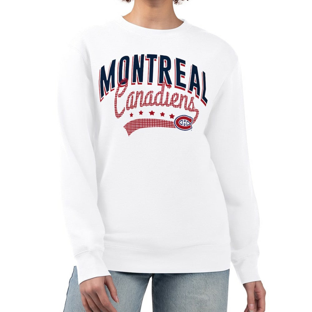 Montreal Canadiens G-III 4Her by Carl Banks Women's Filigree Team Graphic Fleece Pullover Sweatshirt - White Sweatshirts