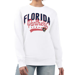 Florida Panthers G-III 4Her by Carl Banks Women's Filigree Team Graphic Fleece Pullover Sweatshirt - White Sweatshirts