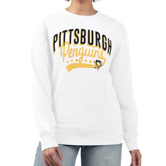 Pittsburgh Penguins G-III 4Her by Carl Banks Women's Filigree Team Graphic Fleece Pullover Sweatshirt - White Sweatshirts