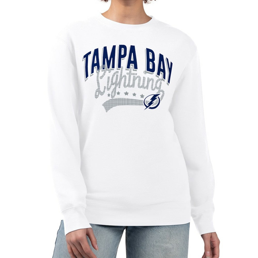 Tampa Bay Lightning G-III 4Her by Carl Banks Women's Filigree Team Graphic Fleece Pullover Sweatshirt - White Sweatshirts