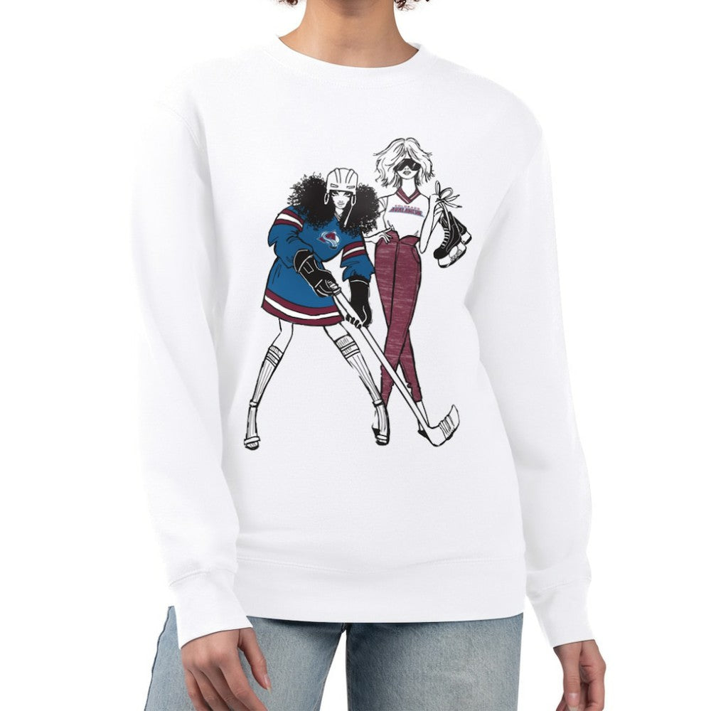 Colorado Avalanche G-III 4Her by Carl Banks Women's Hockey Girls Team Graphic Fleece Pullover Sweatshirt - White Sweatshirts