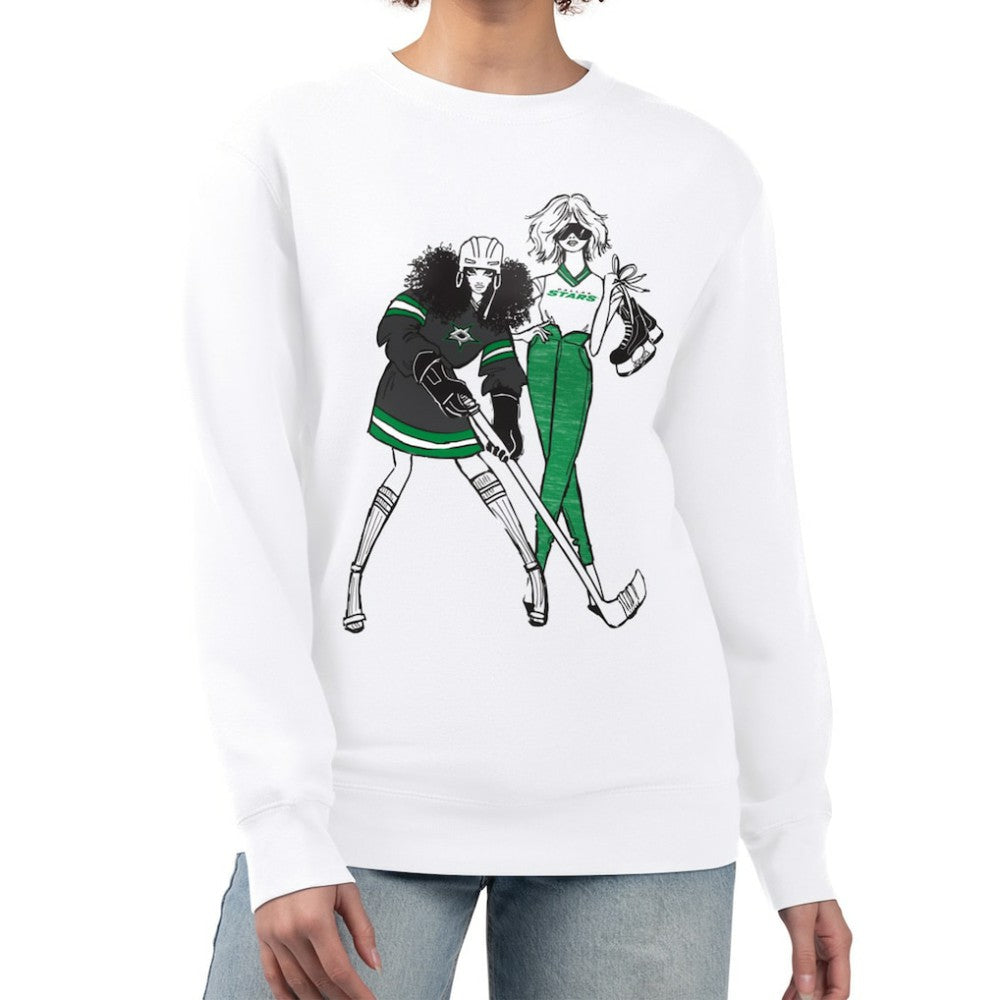 Dallas Stars G-III 4Her by Carl Banks Women's Hockey Girls Team Graphic Fleece Pullover Sweatshirt - White Sweatshirts
