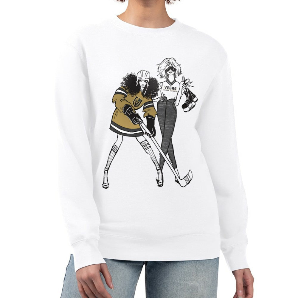 Vegas Golden Knights G-III 4Her by Carl Banks Women's Hockey Girls Team Graphic Fleece Pullover Sweatshirt - White Sweatshirts