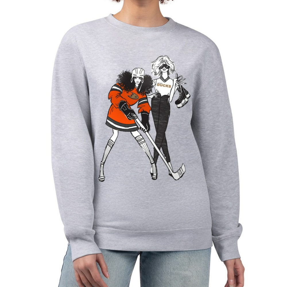 Anaheim Ducks G-III 4Her by Carl Banks Women's Hockey Girls Team Graphic Fleece Pullover Sweatshirt - Heather Gray Sweatshirts
